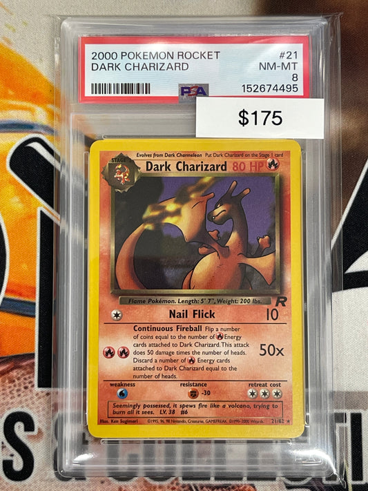 Pokémon Dark Charizard Non-Holo Team Rocket 21/82 PSA 8