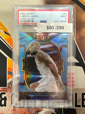 2022 Panini Select NBA LeBron James Light Blue Prizm /299 PSA 9