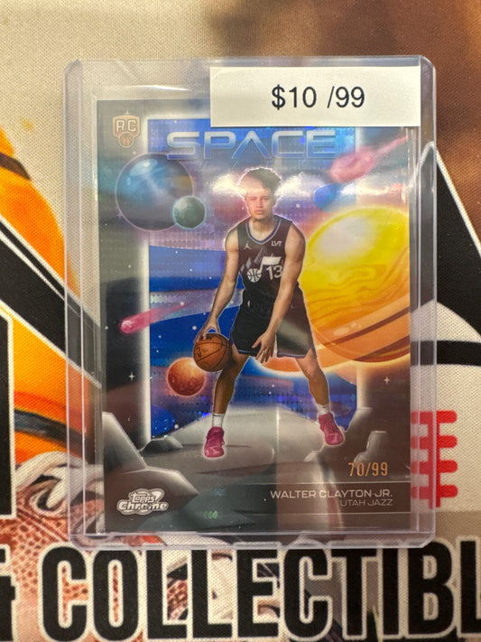 2026 Topps Chrome Cosmic NBA Walter Clayton Jr. Rookie Space Walk Blue Cosmic Refractor /99