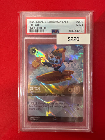 2023 Disney Lorcana En 1 Stitch Enchanted 206/204 PSA 9