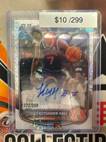 2025-26 Topps Bowman Chrome Basketball Keyshawn Hall 1st Bowman Autograph Speckle Refractor /299