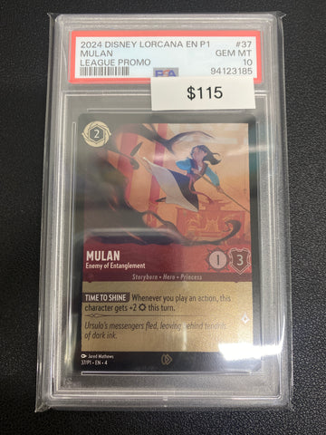 Disney Lorcana P1 League Promo Mulan PSA 10