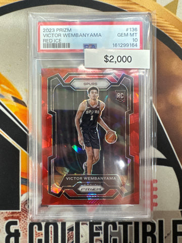 2023 Panini Prizm NBA Victor Wembanyama Rookie Red Ice Prizm PSA 10