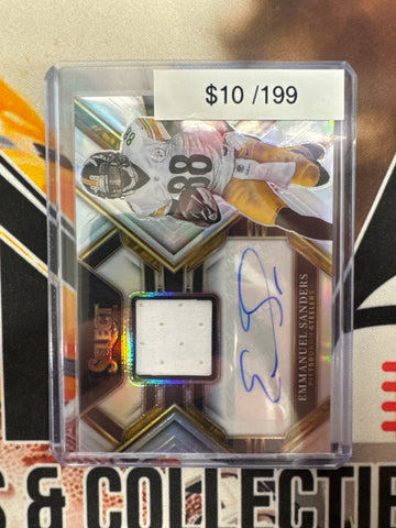 2022 Panini Select NFL Emmanuel Sanders Patch Autograph Silver Prizm /199