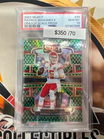 2023 Panini Select NFL Patrick Mahomes II Dragon Scale Prizm /70 PSA 10