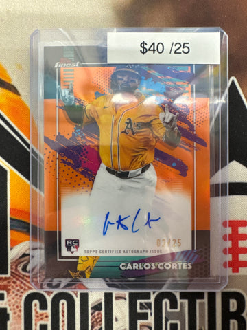 2026 Topps Finest MLB Carlos Cortes Rookie Autograph Orange Refractor /25