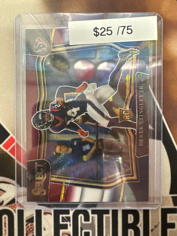 2022 Panini Select NFL Derek Stingley Jr. Rookie Field Level Tri-Color Red/White/Blue Prizm /75