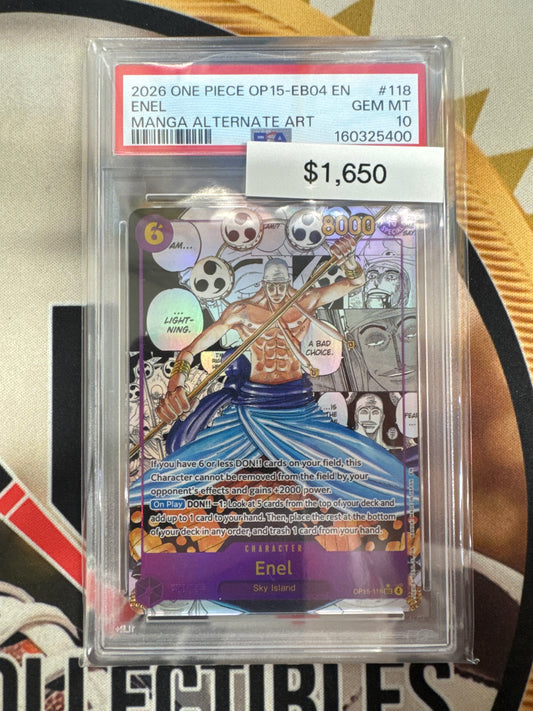 2026 One Piece OP15-EBO4 Enel Manga Alternate Art OP15-118 PSA 10