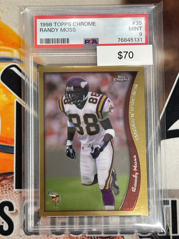 1998 Topps Chrome Football Randy Moss Draft Picks PSA 9