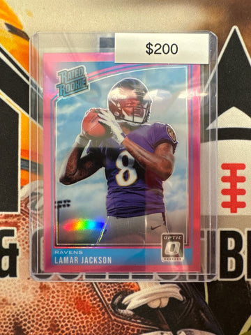 2018 Panini Donruss Optic NFL Lamar Jackson Rated Rookie Pink Prizm