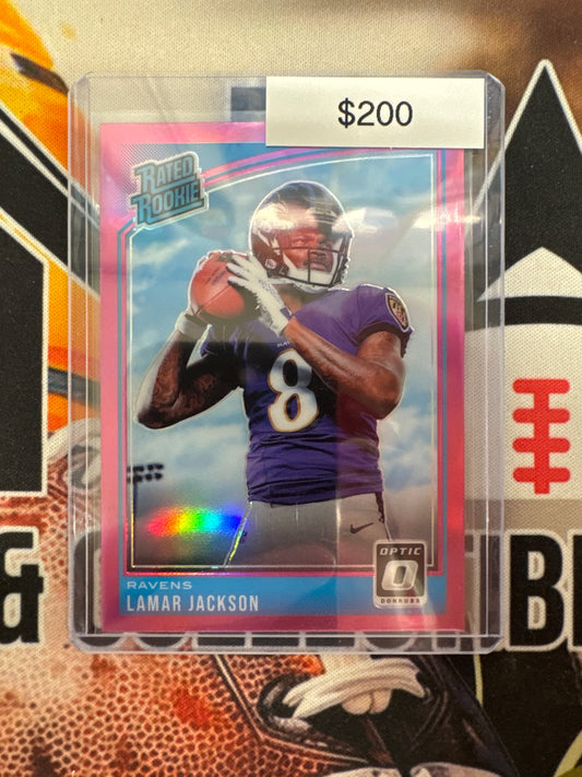 2018 Panini Donruss Optic NFL Lamar Jackson Rated Rookie Pink Prizm