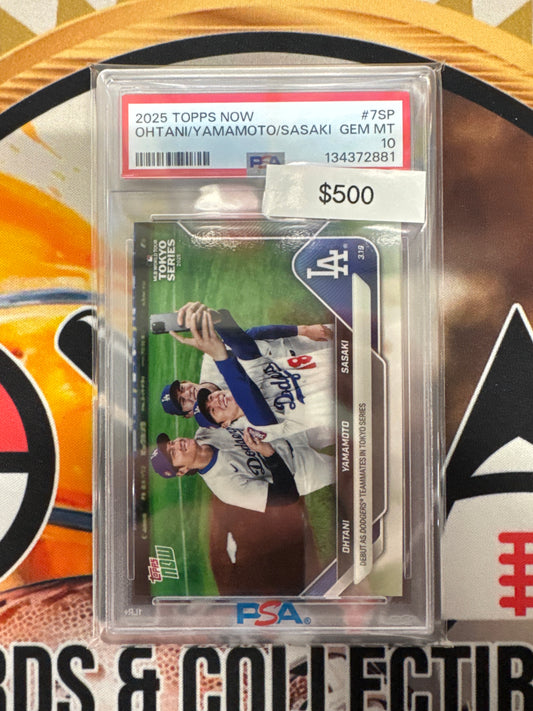 2025 Topps Now MLB Ohtani/Yamamoto/Sasaki Debut Teammates PSA 10