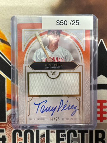 2025 Topps Definitive Collection MLB Tony Perez Autograph Relic Orange Refractor /25