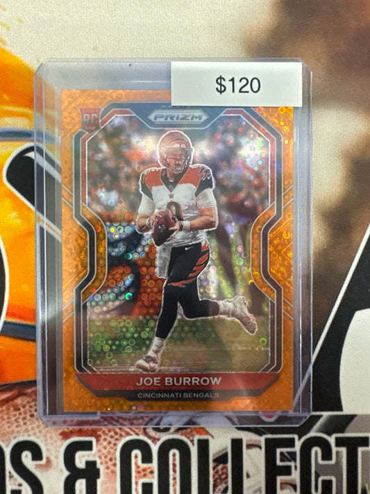 2020 Panini Prizm NFL Joe Burrow Rookie Orange Disco