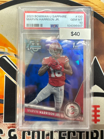 2023 Bowman U Sapphire Marvin Harrison Jr. 1st Bowman PSA 10