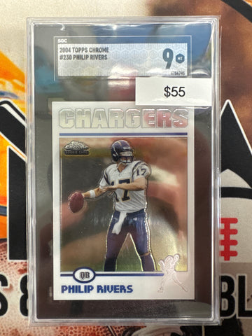 2004 Topps Chrome NFL Philip Rivers Rookie Card SGC 9