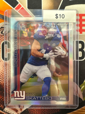 2025 Topps Chrome NFL Cam Skattebo Rookie Base Refractor