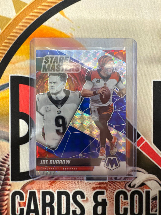2021 Panini Mosaic NFL Joe Burrow Stare Masters Red/White/Blue Mosaic /99
