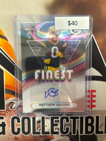 2025 Topps Finest NFL Matthew Golden Rookie Finest Autograph