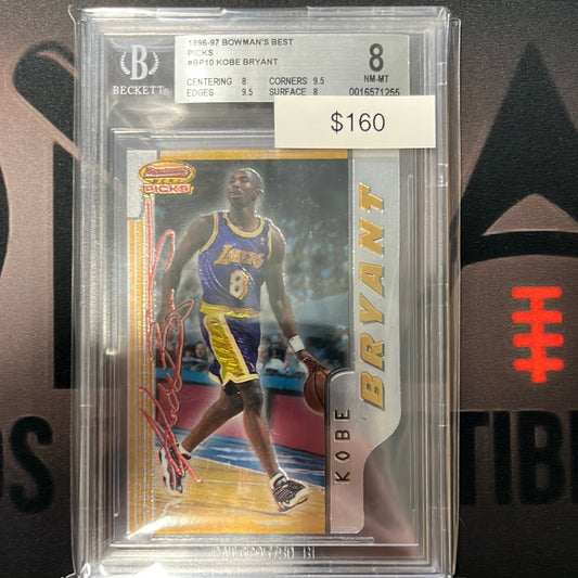 1996 Bowmans Best pick Kobe Bryant die cut BGS 8