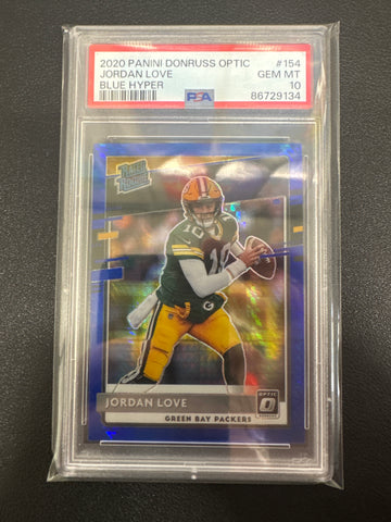 2020 Panini Donruss Optic Jordan Love Rated Rookie Blue Hyper PSA 10
