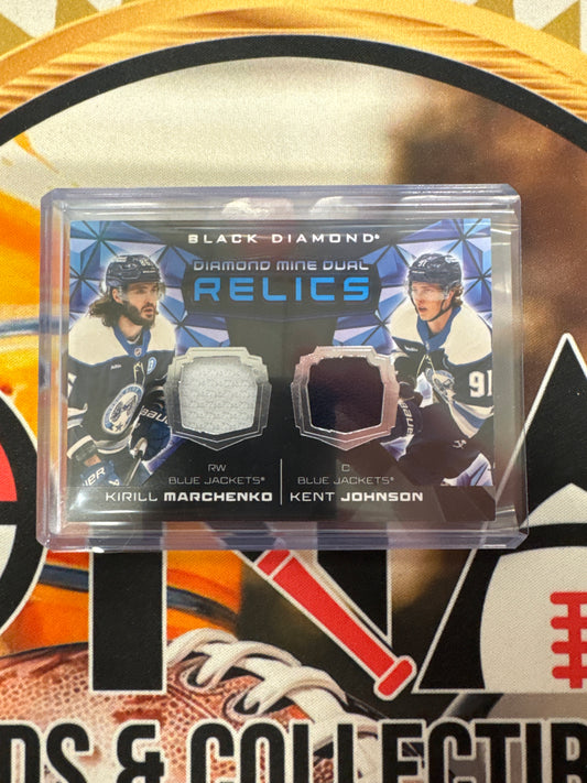 2025-26 Upper Deck Black Diamond NHL Diamond Mine Dual Relics Kirill Marchenko & Kent Johnson