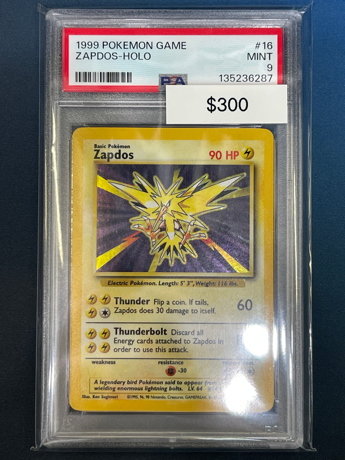 1999 Pokemon Game Zapdos Holo Base Set 16/102 PSA 9 – DNAcardshop