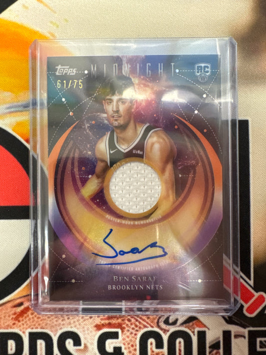 2025-26 Topps Midnight NBA Ben Saraf Rookie Patch Autograph /75