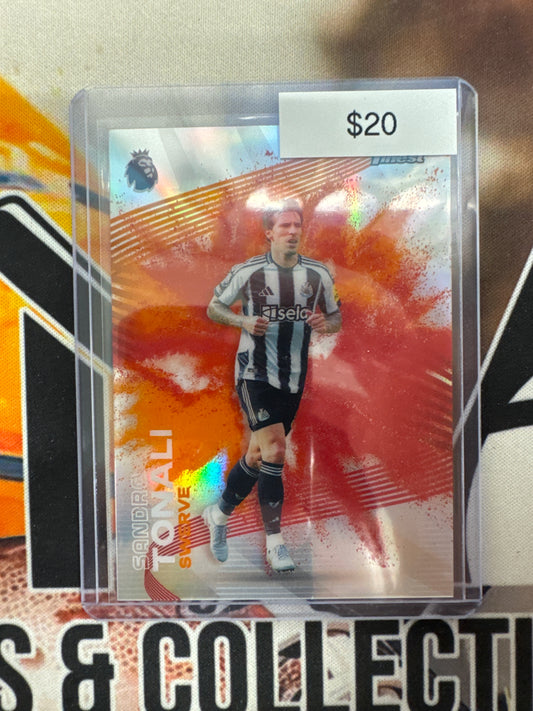 2026 Topps Finest English Premier League Sandro Tonali Swerve Red/Orange Fusion