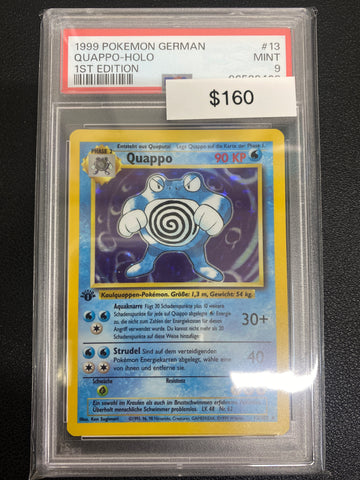 Pokémon German 1st Edition Base Set Poliwrath (Quappo) Holo PSA 9