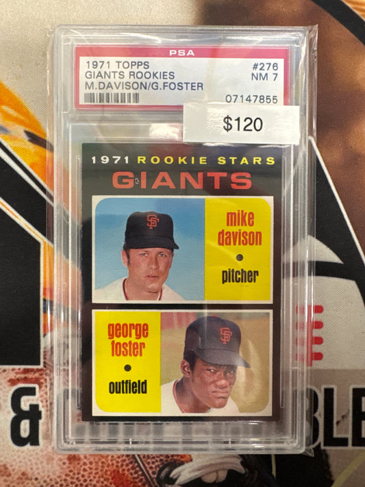 1971 Topps MLB Rookie Stars Giants Mike Davison & George Foster PSA 7