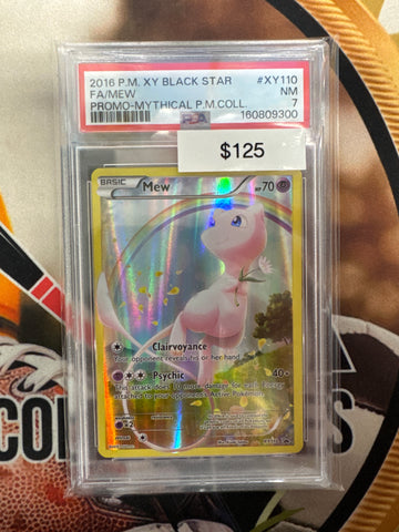 2016 Pokemon XY Black Star Mew Full Art XY110 Promo Mythical Pokemon Collection PSA 7