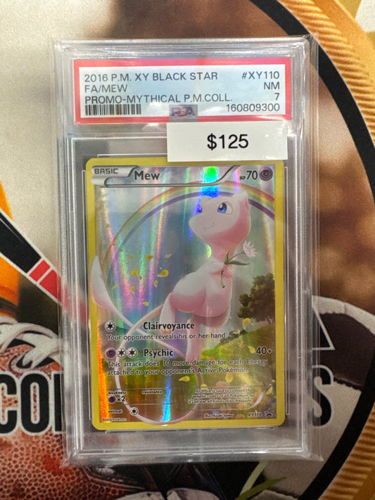 2016 Pokemon XY Black Star Mew Full Art XY110 Promo Mythical Pokemon Collection PSA 7