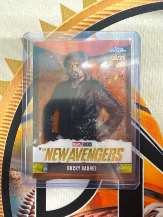2025 Topps Chrome Marvel Studios Thunderbolts Bucky Barnes Orange Shimmer Refractor /25