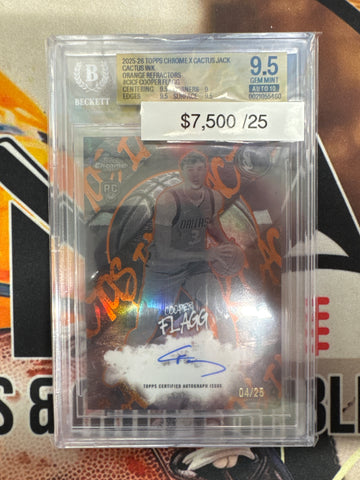 2025-26 Topps Chrome NBA X Cactus Jack Cooper Flagg Rookie Cactus Ink Orange Refractor /25 BGS 9.5 Autograph 10