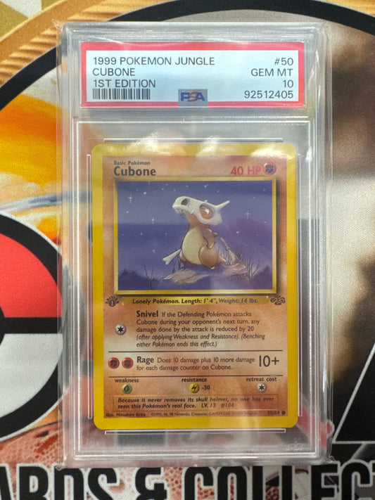 1999 Pokemon Jungle Cubone 50/64 1st Edition PSA 10