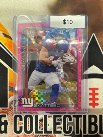 2025 Topps Chrome NFL Cam Skattebo Rookie Pink X-Fractor