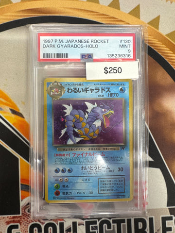 1997 Pokemon Japanese Rocket Dark Gyarados No. 130 Holo PSA 9 Swirl