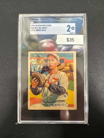 1934-36 Diamond Stars Bill Delancey 1935 Green Back SGC 2