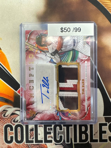 2025 Topps Inception MLB Tim Elko Rookie Inception Patch Autograph Red /99