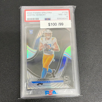 2020 NFL Spectra Justin Herbert Rookie /99 PSA 8