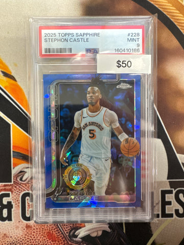 2025 Topps Chrome NBA Sapphire Stephen Castle NBA All-Rookie Team 2025 PSA 9