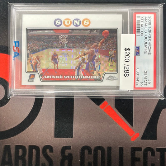 2008 NBA Amare Stoudemire Topps Chrome XFractor /288 PSA 10