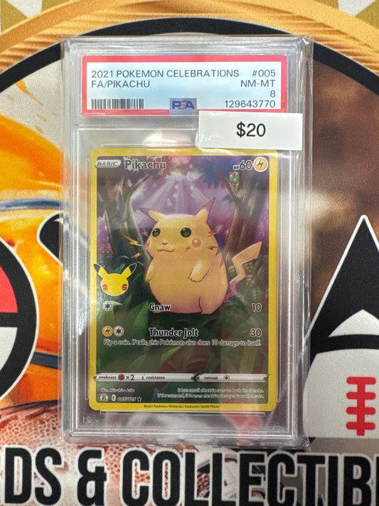 2021 Pokemon Celebrations Full Art Pikachu 005/025 PSA 8