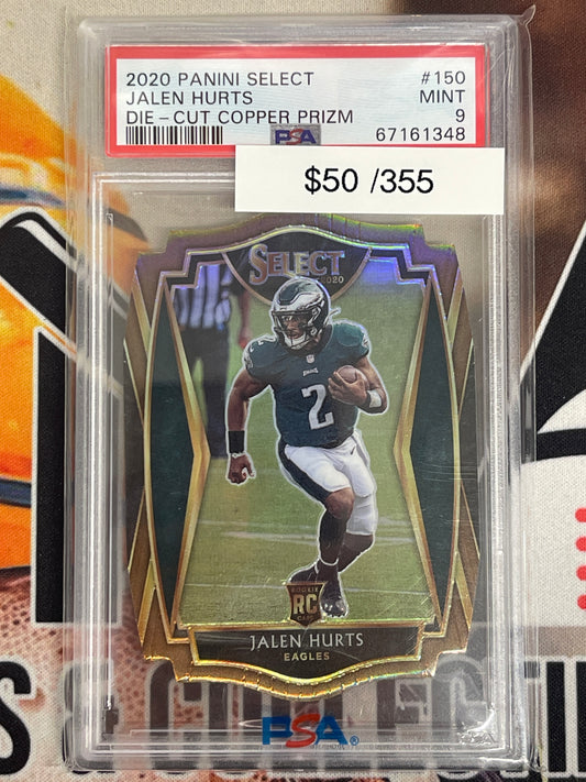 2020 Select Football Jalen Hurts Rookie Copper Die-Cut /355 PSA 9