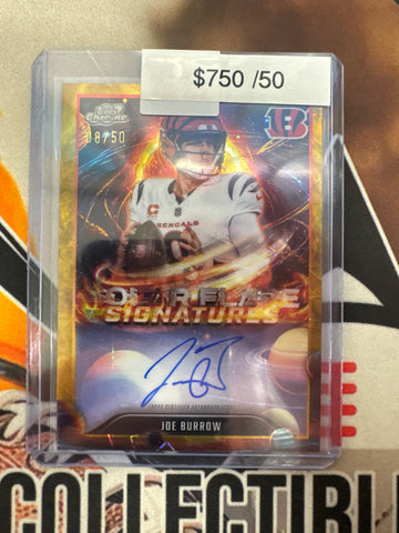 2025 Topps Chrome Cosmic NFL Joe Burrow Solar Flare Signatures Gold Lazer Autograph /50