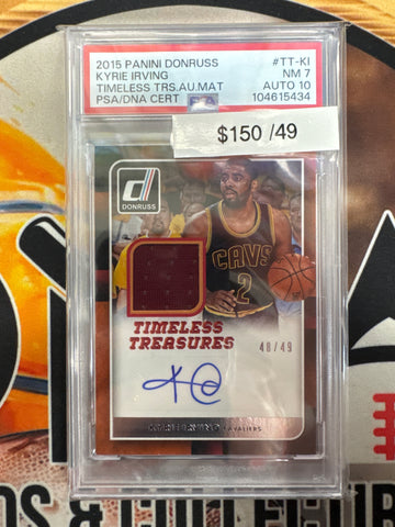2015 Panini Donruss NBA Kyrie Irving Timeless Treasures Patch Autograph /49 PSA 7 Autograph 10