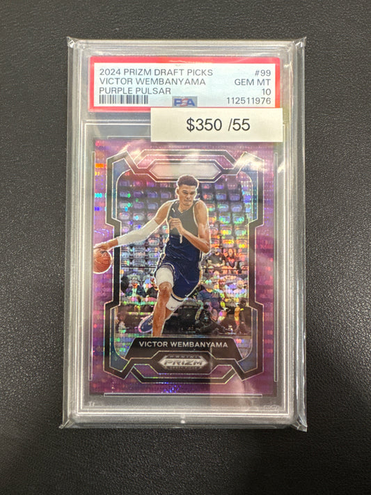 2024 Panini Prizm Draft Picks NBA Victor Wembanyama Purple Pulsar /55 PSA 10