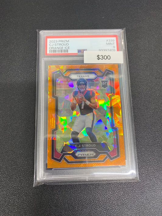 2023 NFL Prizm CJ Stroud Orange Ice Rookie PSA 9