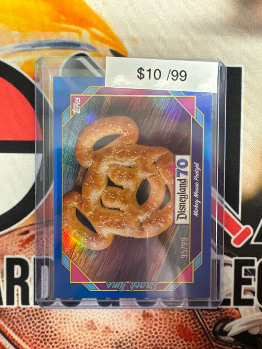 2025 Topps Disneyland 70th Anniversary Mickey Mouse Pretzel Blue Refractor /99